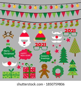 New Years Sets for Christmas, Advertising. Vector Badges