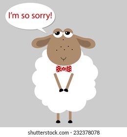 the New Year's sheep, asks forgiveness. Vector illustration