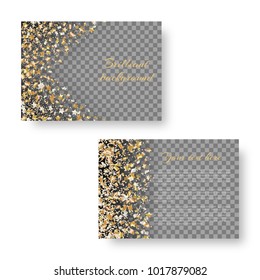 New Year's shiny layout design of leaflets with falling stars of confetti for festive decoration