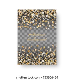 New Year's shiny mock card design with golden stars of confetti for festive design