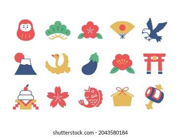 New Year's simple icon illustrations Color