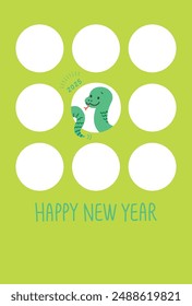 New years snake greeting card in 2025 with photo frame