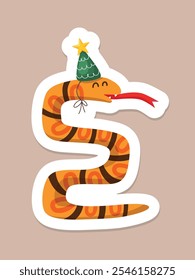 New Year's snake in a hat sticker