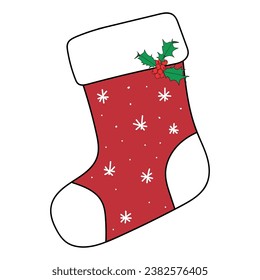 New Year's sock for gifts. Element for postcard design, sticker, banners.