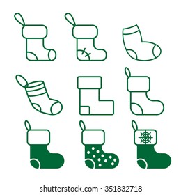 new year's sock for gifts - set of icons