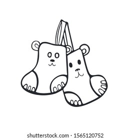 New Year's sock in the shape of a bear , vector 
