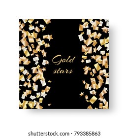 New Year's sparkling square pattern design for greeting card with bright confetti stars for festive design