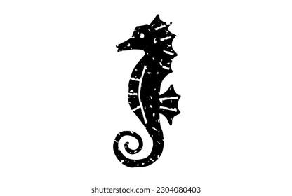 New Year's stamp for the Year of the Dragon 2024, seahorses, Vector Illustration