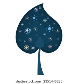 Árbol estilizado de Año Nuevo con guirnaldas y copos de nieve, un elemento de las vacaciones invernales de Navidad y Año Nuevo