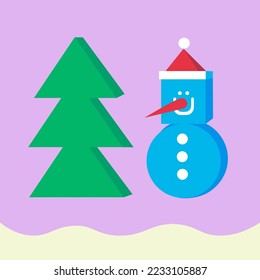 New Year's Suprematist snowmen from simple shapes in vector