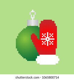 New Year's symbols, mittens, decoration for the Christmas tree, vector, icon