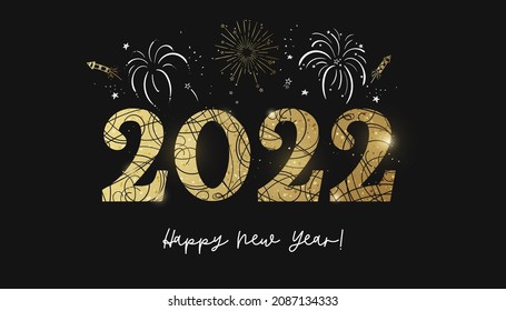 New Years template with gold and glitter font, shiny design, great for cards, banners, invitations, wallpapers, covers