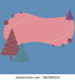 New Year's template for a postcard with a place for the text, decorated with a Christmas tree, blue, purple, pink, vector illustration