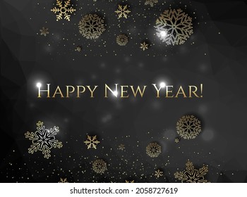 New Years Text With Black Background With Gradient Mesh, Vector Illustration