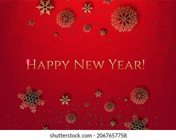 New Years Text With Red Background With Gradient Mesh, Vector Illustration