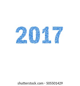 New Year's texture 2017 blue text on a white background. an object. for registration of congratulations, cards, banners Happy New Year, Merry Christmas. vector illustration.