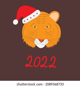 New Year's tiger on a brown background