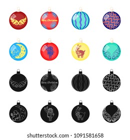 New Year's Toys black,cartoon icons in set collection for design.Christmas balls for a treevector symbol stock web illustration.