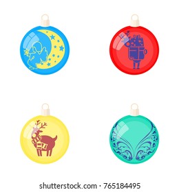 New Year's Toys cartoon icons in set collection for design.Christmas balls for a treevector symbol stock web illustration.