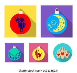 New Year's Toys flat icons in set collection for design.Christmas balls for a treevector symbol stock web illustration.