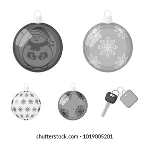 New Year's Toys monochrome icons in set collection for design.Christmas balls for a treevector symbol stock web illustration.