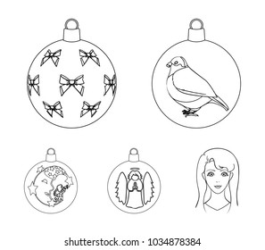 New Year's Toys outline icons in set collection for design.Christmas balls for a treevector symbol stock web illustration.