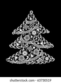 New Year's tree on a black background