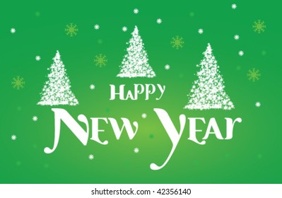 New year's tree on the green background