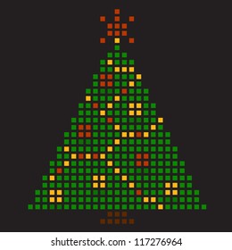 New Year's tree. Pixel art. Vector illustration 10 eps