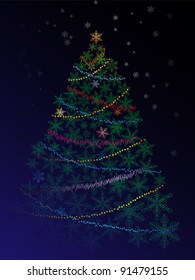 New Year's tree from snowflakes.