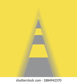 New Year's tree in the style of flat in 2021 trend colors - yellow and grey