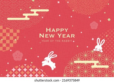 new years vector background with rabbits, the Chinese or Japanese zodiac sign for 2023