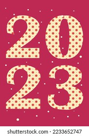 New Year's vector card with 2023 on the background of the color of the year Viva Magenta