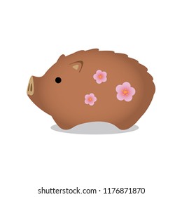 New year's wild boar ornament illustration. 