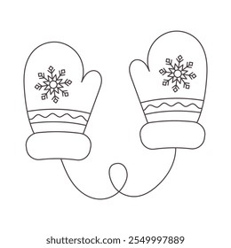 New Year's winter mittens with fur insulated on a white background. Suitable for Christmas and New Year themes. Vector illustration. It can be used in web design, advertising, and social media.