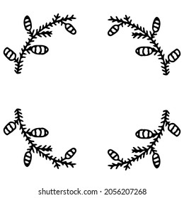New Year's wreath frame of branches. Decoration for Christmas.