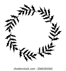 New Year's wreath frame of branches. Decoration for Christmas.