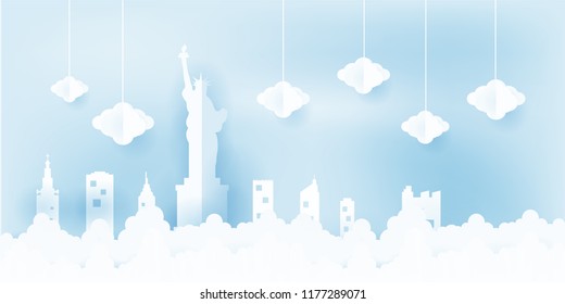 new yoork paper art illustration vector