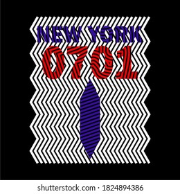 NEW YORK, 0701, WORDS DESIGN, TYPOGRAPHY, VECTOR, FOR T-SHIRT, WITH LINE TEXTURE.