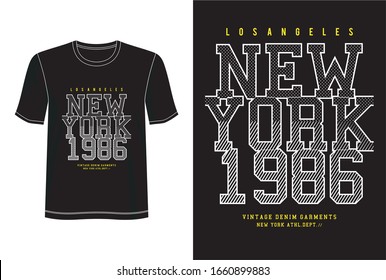 new york 1986 typography for print t shirt 