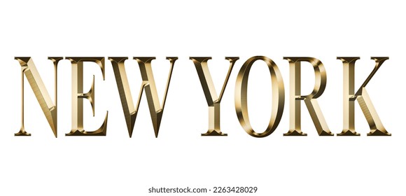 New York 3d light bulb alphabet with gold frame isolated on white background. gold glossy dripping  font for graphic design