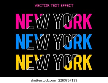 New York 3d Texteffekt Vektor.