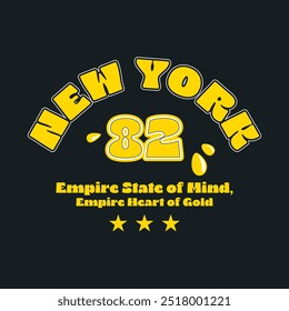 New York 82 império estado da mente um estilizado, moderno tipografia slogan vetor ilustração para t-shirt e outros usos