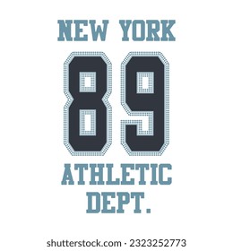 New York 89 Athletic dept., Graphic design print sports t-shirt fashion, illustration, vector, posters, cards, stickers, mug