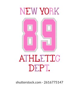 NEW YORK 89 ATHLETIC DEPT., Graphic design print sports t-shirt fashion, illustration, vector, posters, cards, stickers, mug