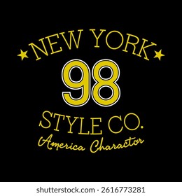NEW YORK 98, Graphic design print sports t-shirt fashion, illustration, vector, posters, cards, stickers, mug