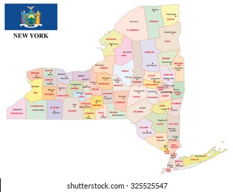 New York Administrative Map Flag Stock Vector (Royalty Free) 325525547 ...