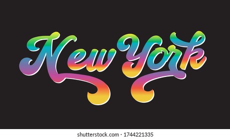 Nueva York, asombrosa tipografía de gradientes. Diseño de vectores