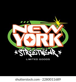 new york america y2k streetwear cyber style colorful slogan typography vector design icon illustration. Tshirt, poster, banner, fashion, slogan shirt, sticker, flyer