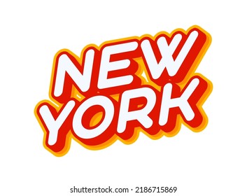 New York. American City phrase lettering isolated on white colourful text effect design vector. Text or inscriptions in English. The modern and creative design has red, orange, yellow colors..